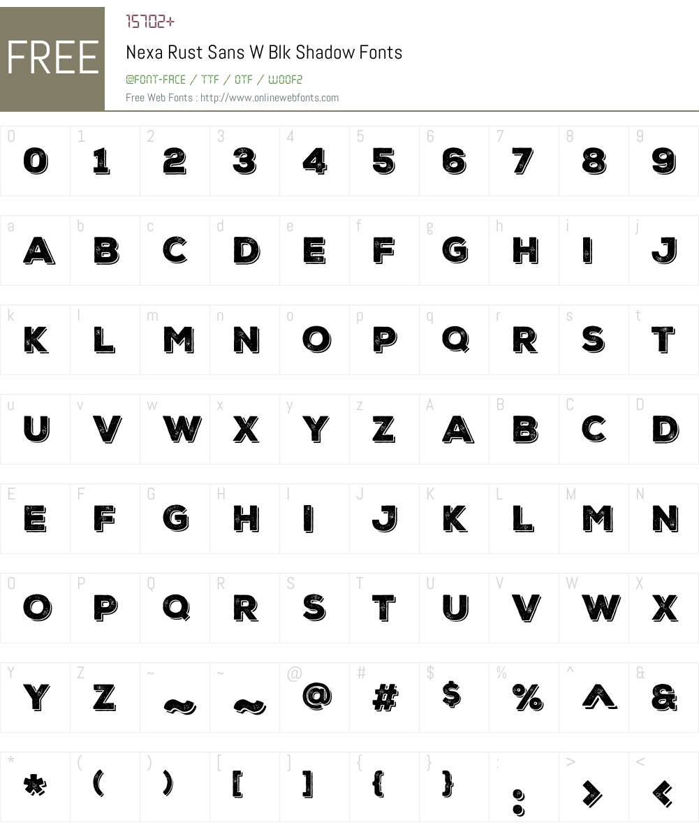 NexaRustSansW-BlkShadow Font Screenshots