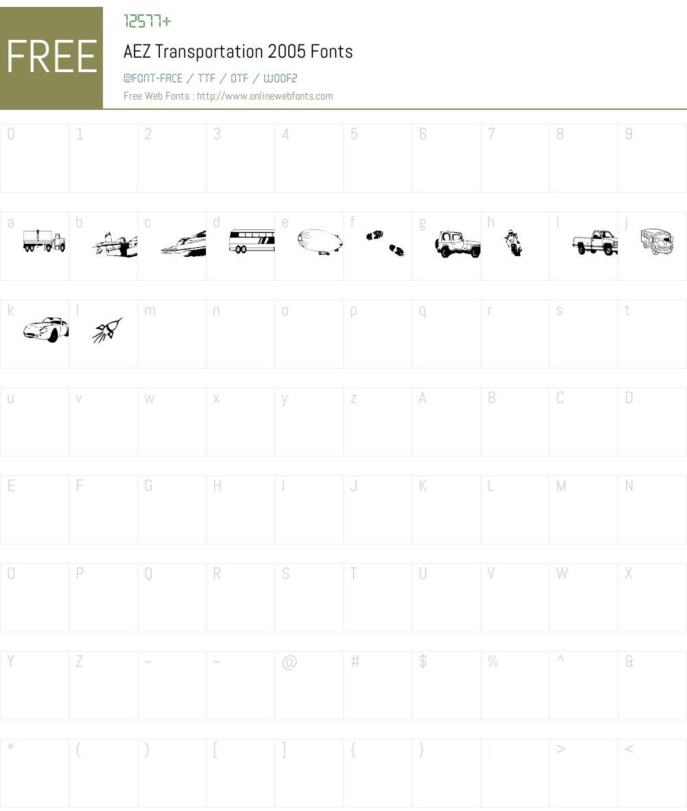 AEZtransportation Font Screenshots