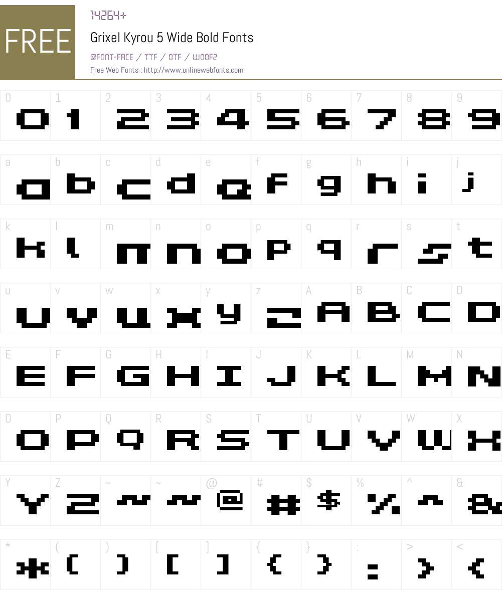 Grixel Kyrou 5 Wide Bold Font Screenshots