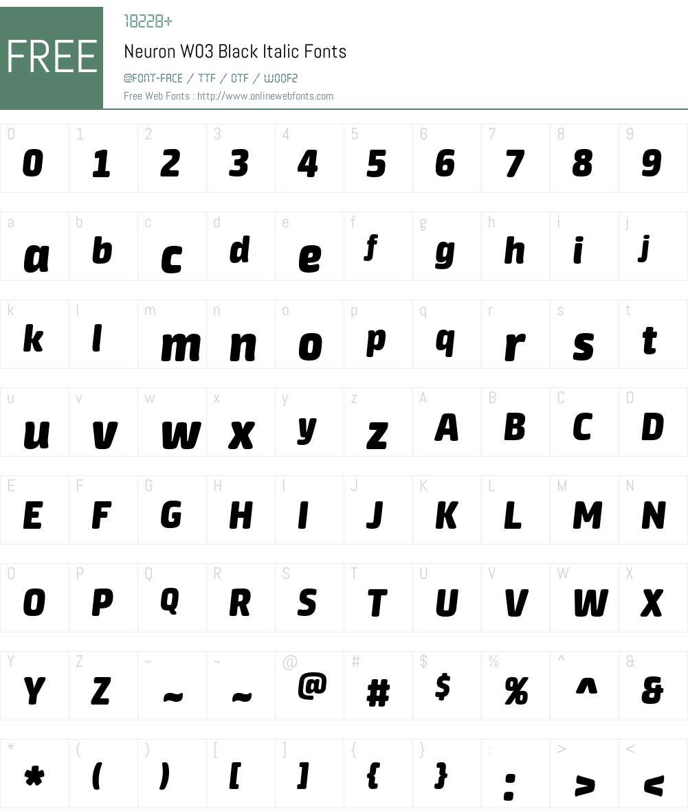 NeuronW03-BlackItalic Font Screenshots