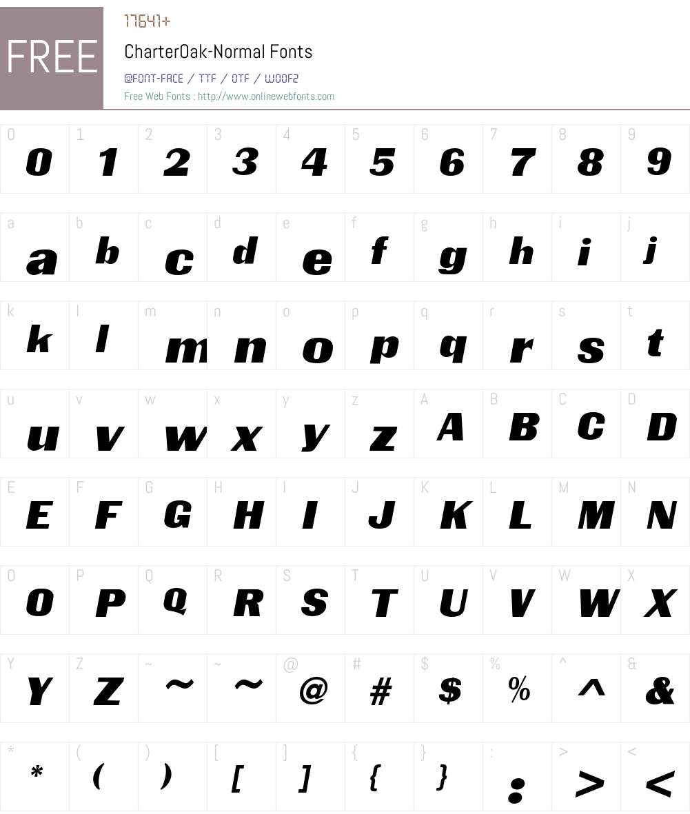 CharterOak Font Screenshots