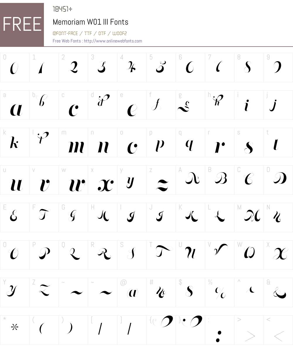 MemoriamW01-III Font Screenshots