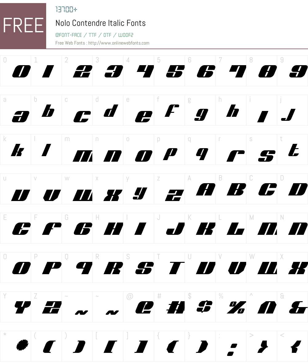 Nolo Contendre Italic Font Screenshots