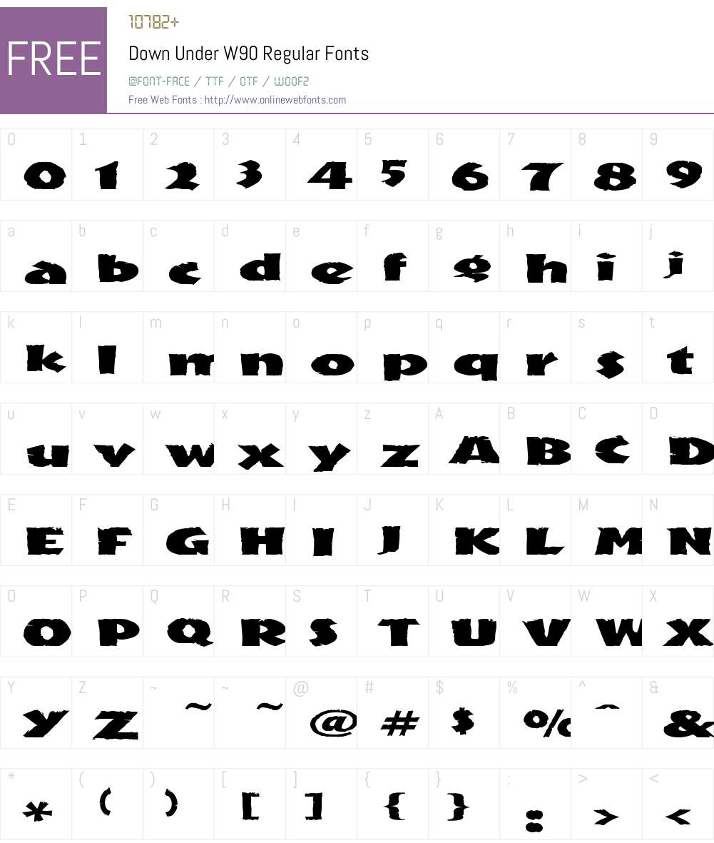 DownUnderW90-Regular Font Screenshots