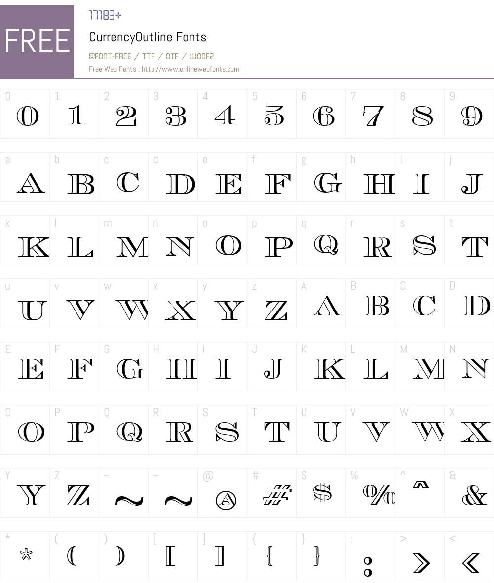 CurrencyOutline Font Screenshots