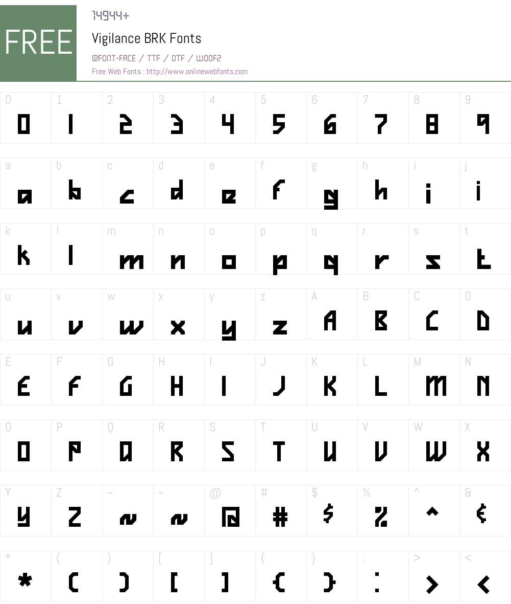 Vigilance BRK Font Screenshots