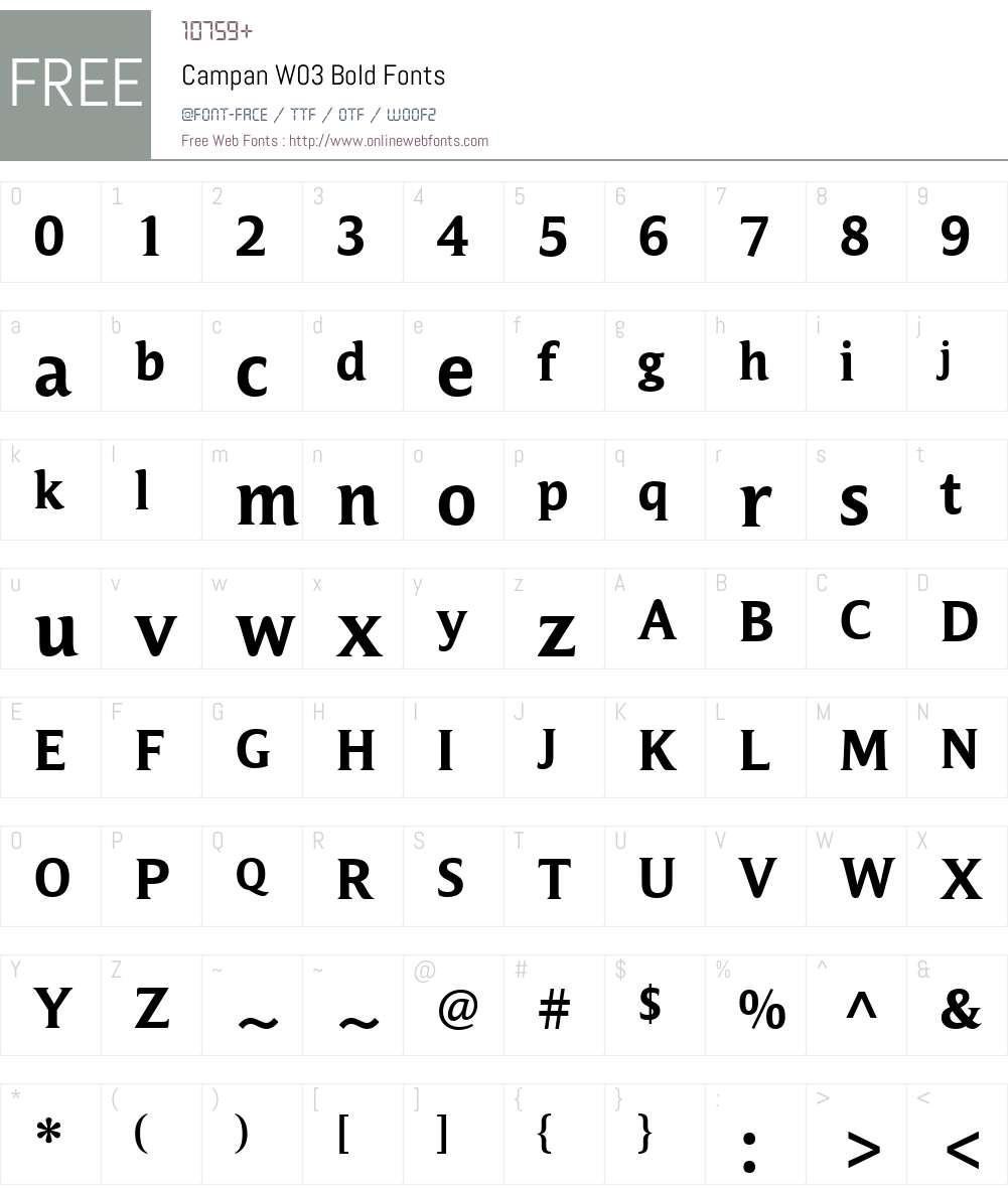 Campan Font Screenshots