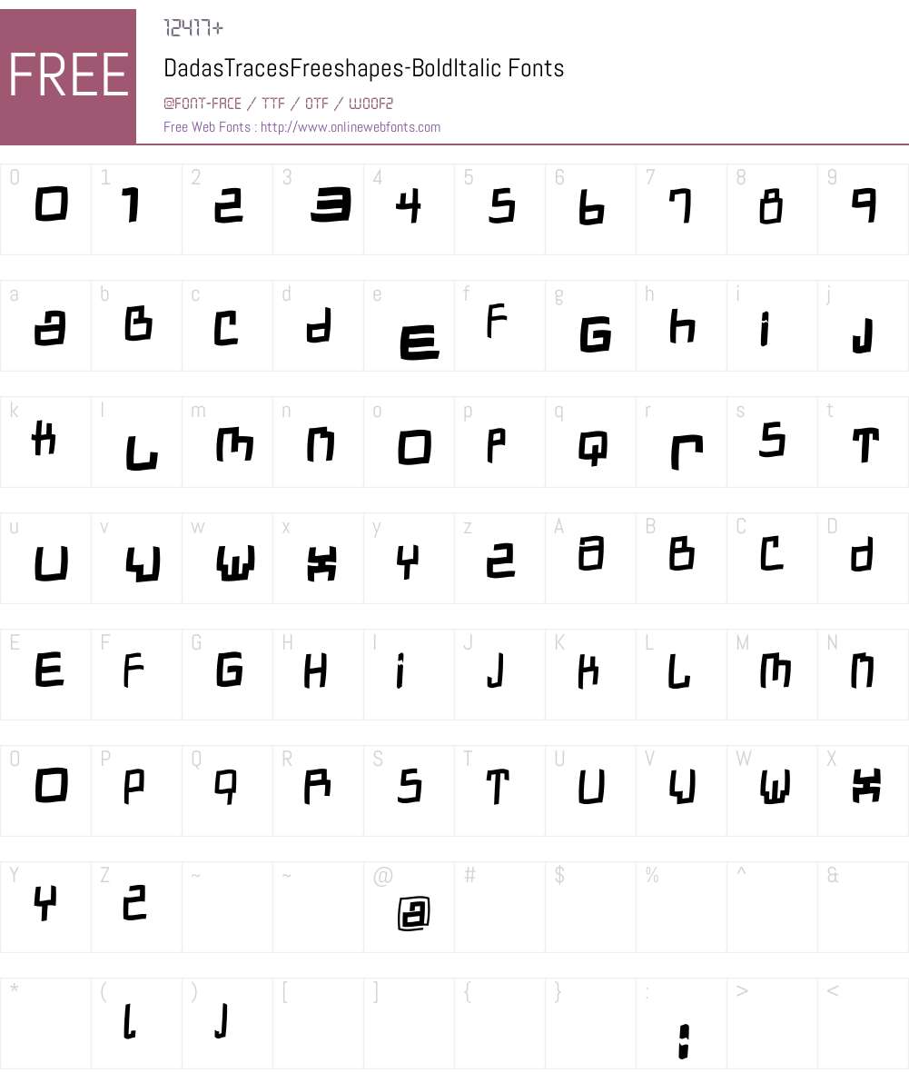 DadasTracesFreeshapes Font Screenshots