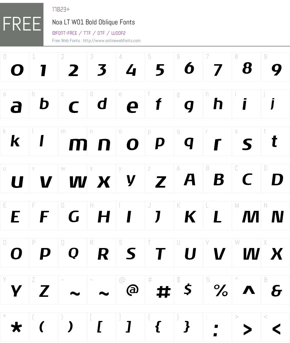 NoaLTW01-BoldOblique Font Screenshots