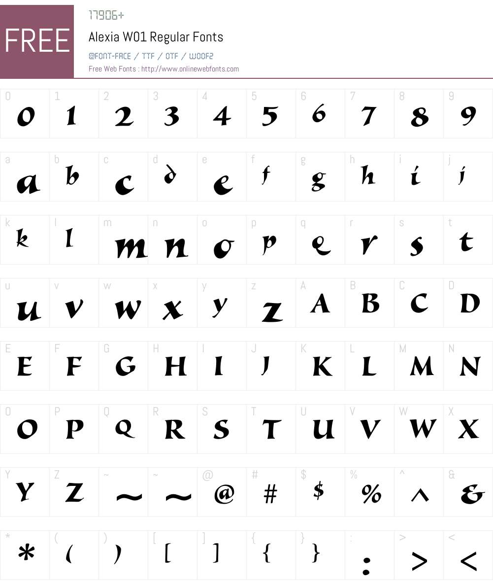 AlexiaW01-Regular Font Screenshots