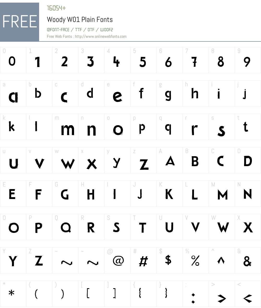 WoodyW01-Plain Font Screenshots