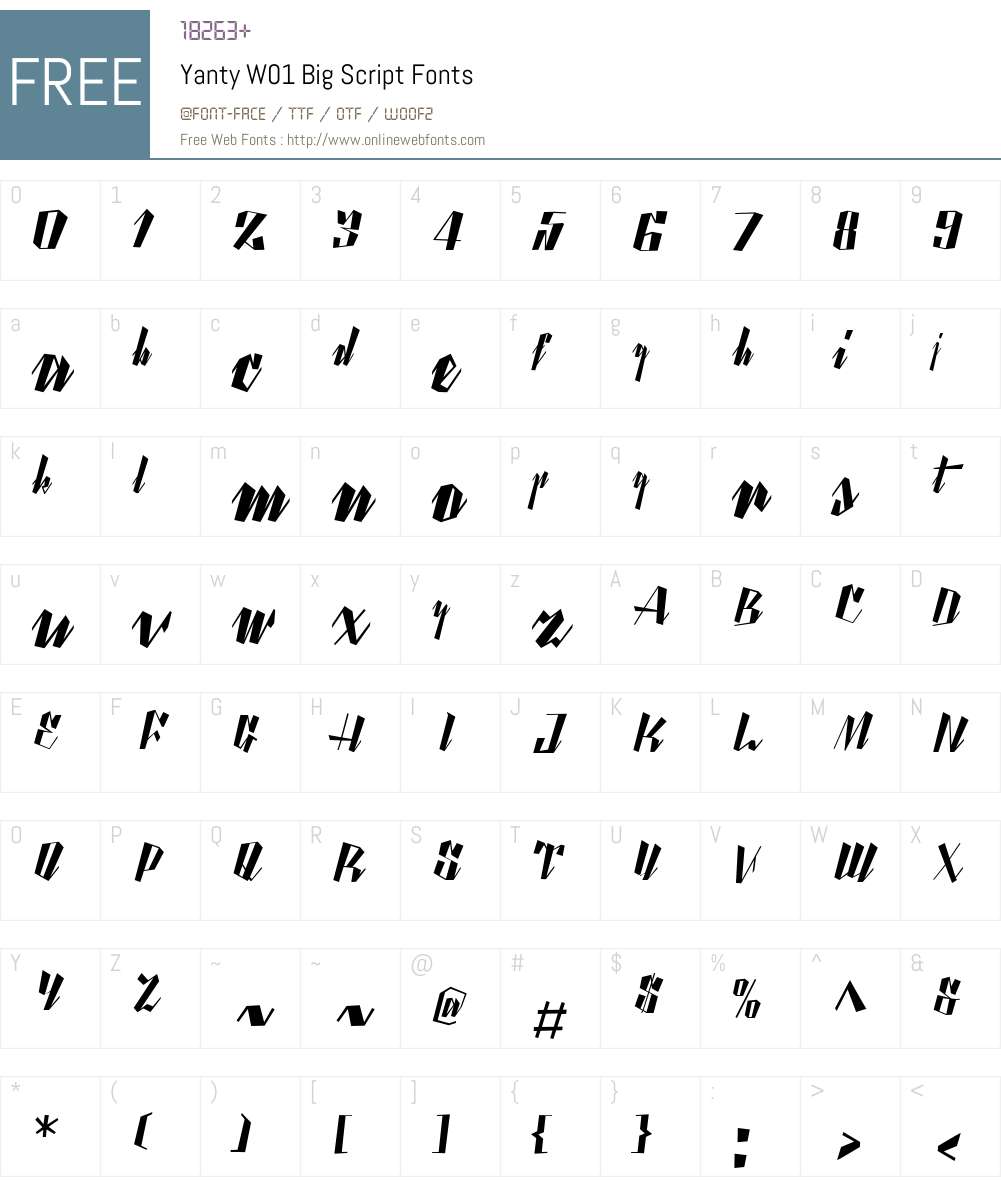 YantyW01-BigScript Font Screenshots