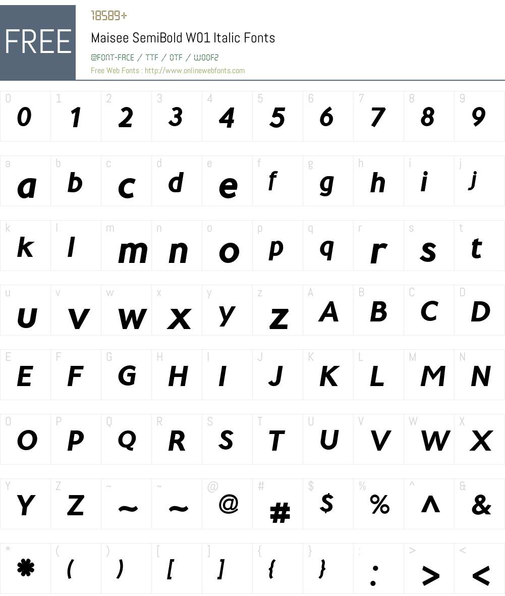 MaiseeSemiBoldW01-Italic Font Screenshots