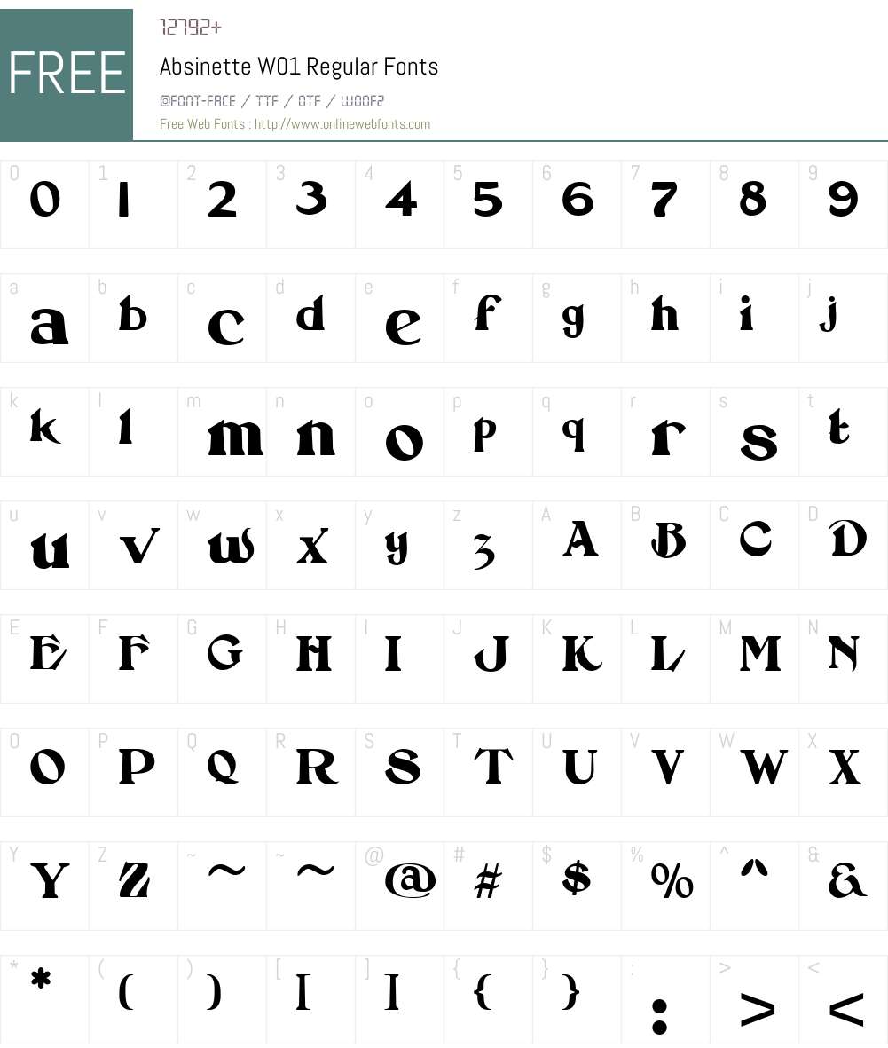 AbsinetteW01-Regular Font Screenshots