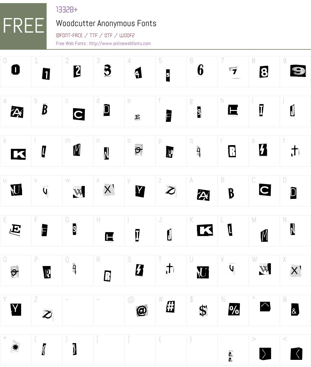 Woodcutter Anonymous Font Screenshots