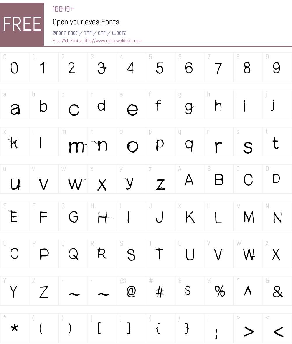 Open your eyes Font Screenshots
