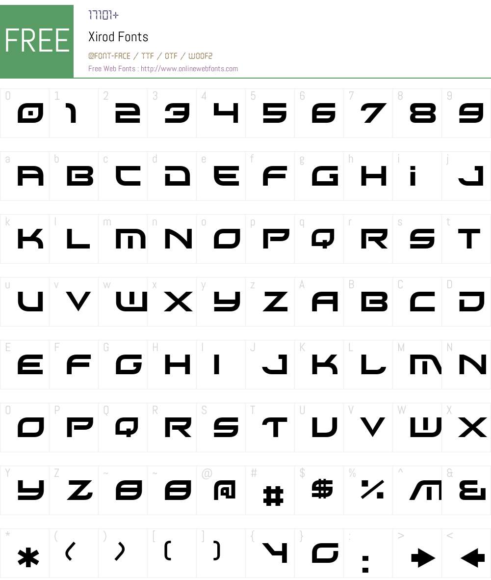 Xirod Font Screenshots