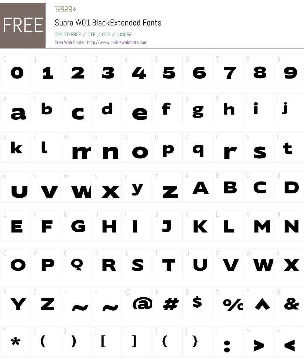 SupraW01-BlackExtended Font Screenshots