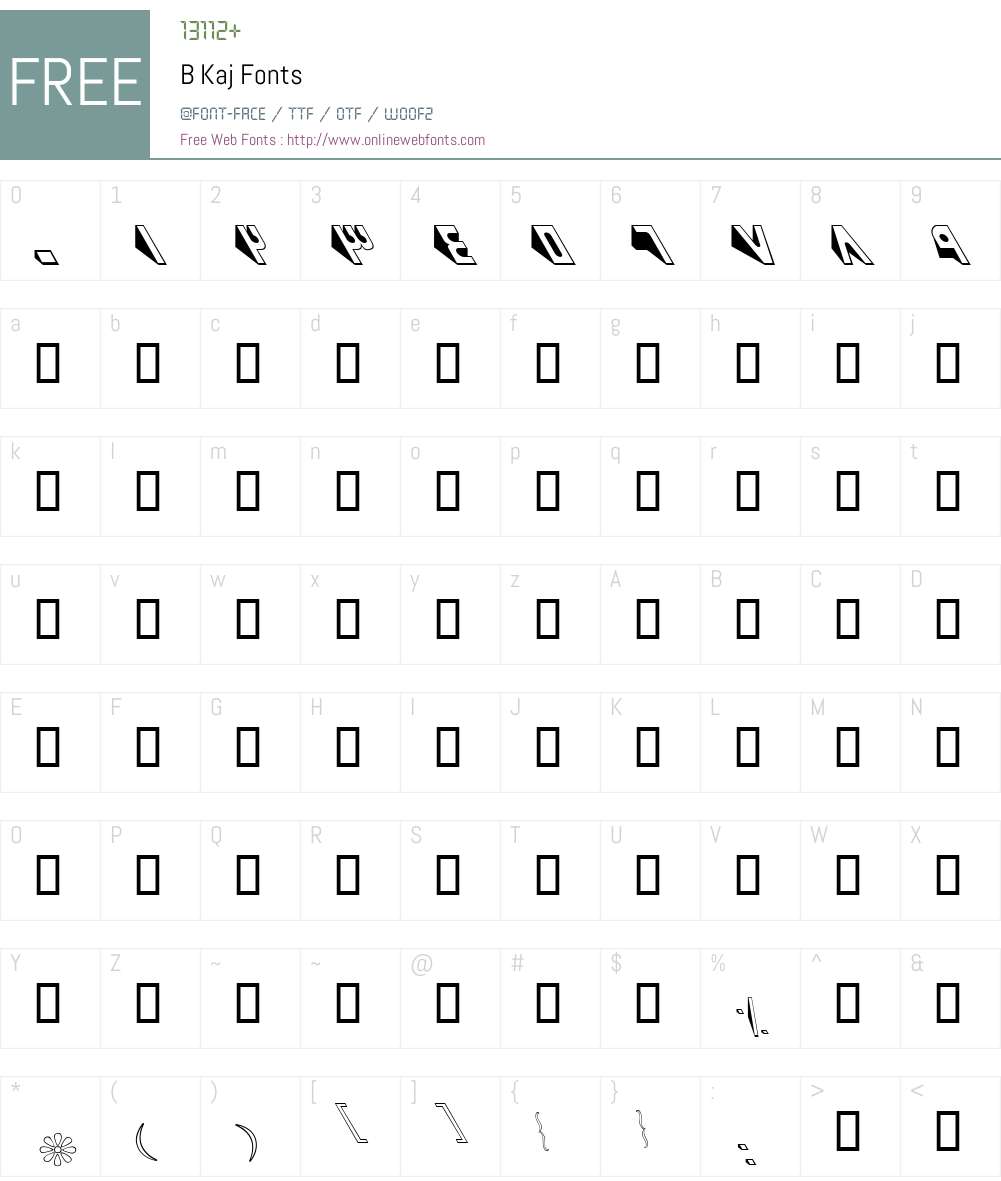 B Kaj Font Screenshots