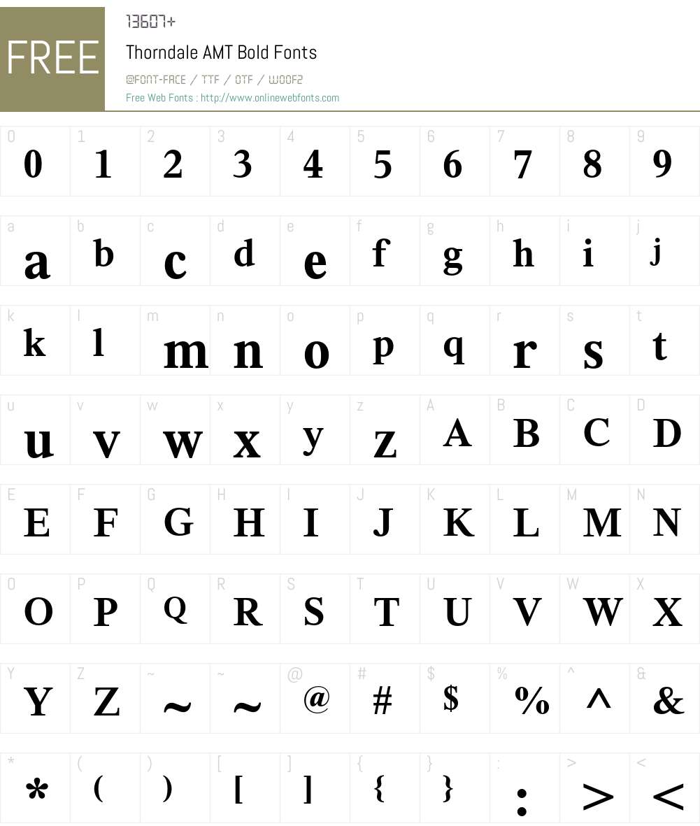 Thorndale AMT Font Screenshots