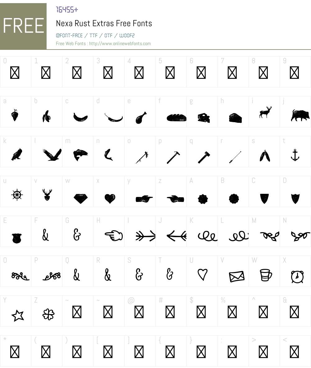 Nexa Rust Extras Free Font Screenshots