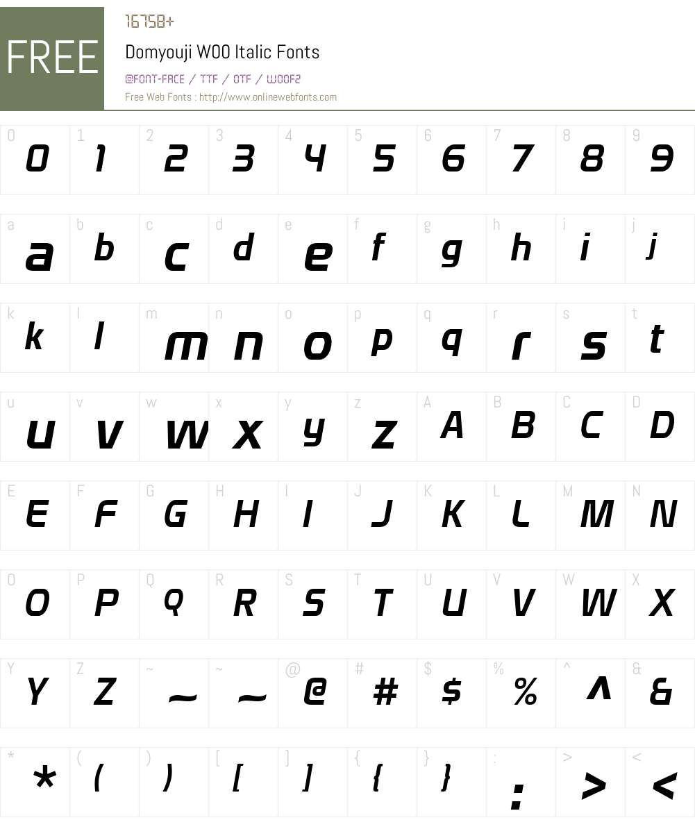 DomyoujiW00-Italic Font Screenshots
