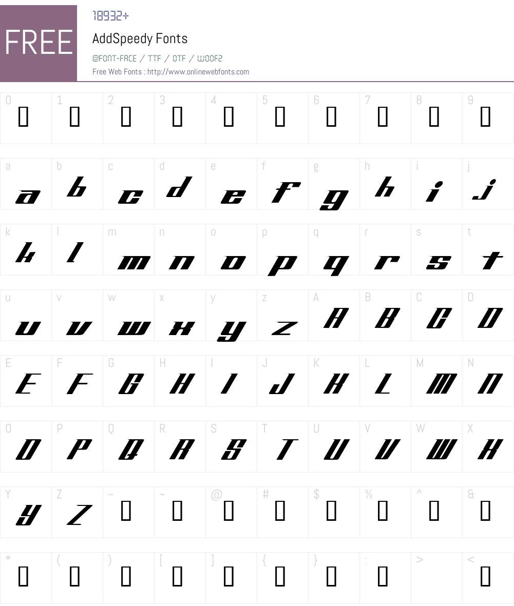 AddSpeedy Font Screenshots