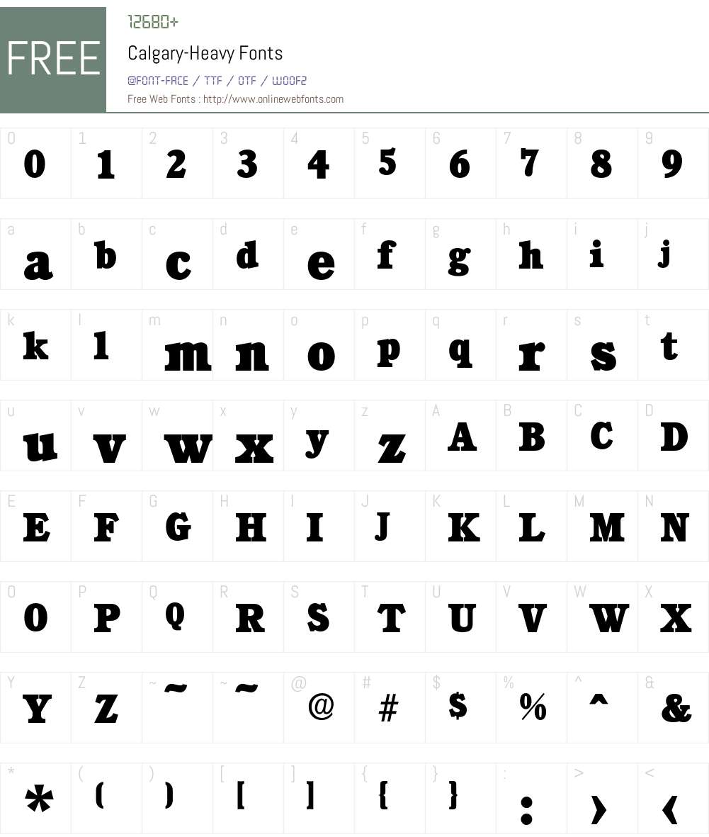 Calgary-Heavy Font Screenshots
