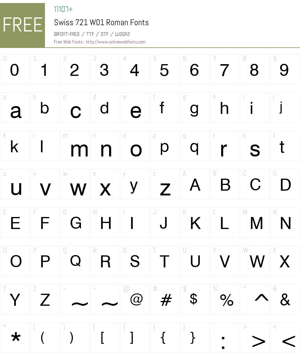 Swiss721W01-Roman Font Screenshots