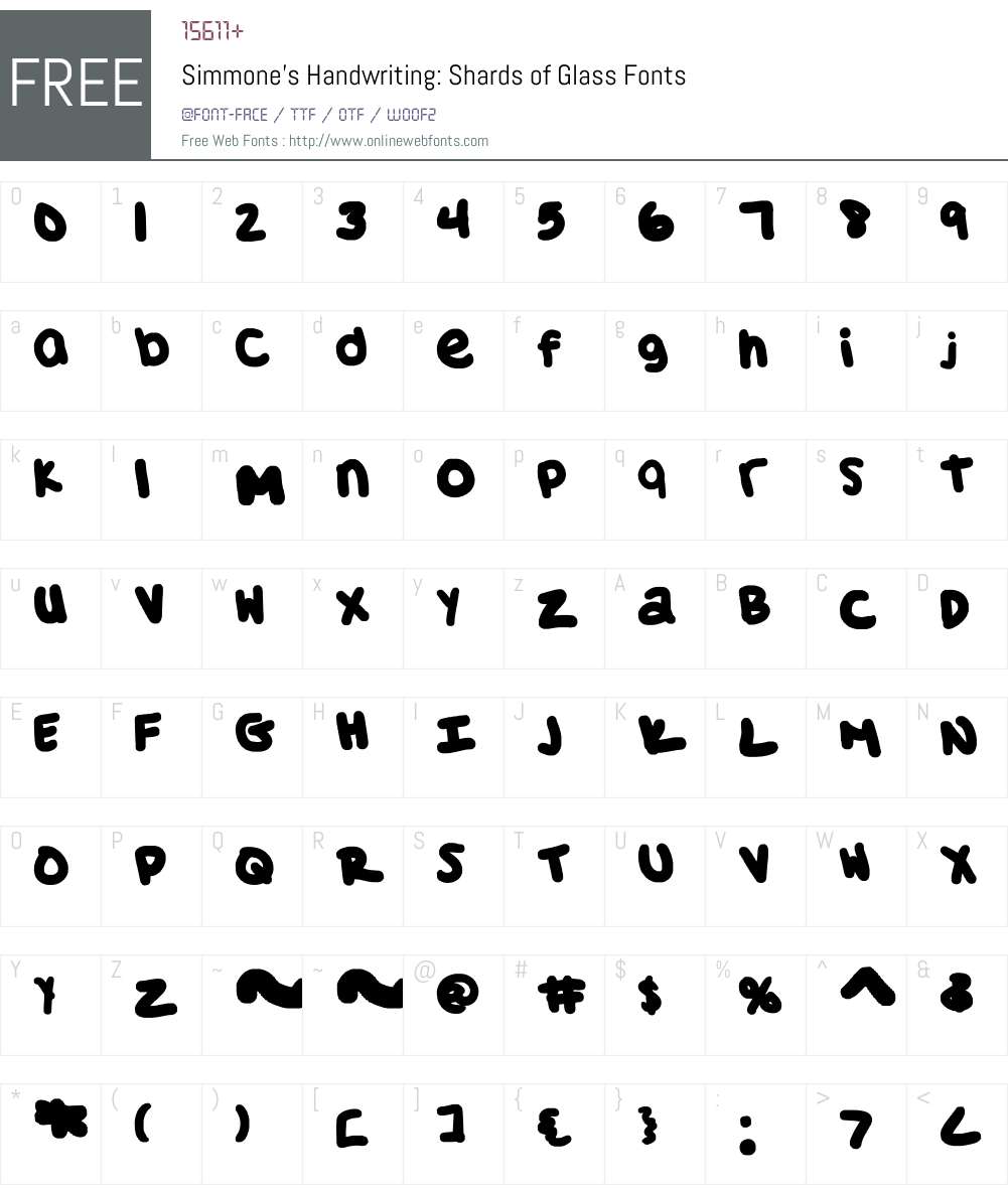 Simmone's Handwriting: Shards of Glass Font Screenshots