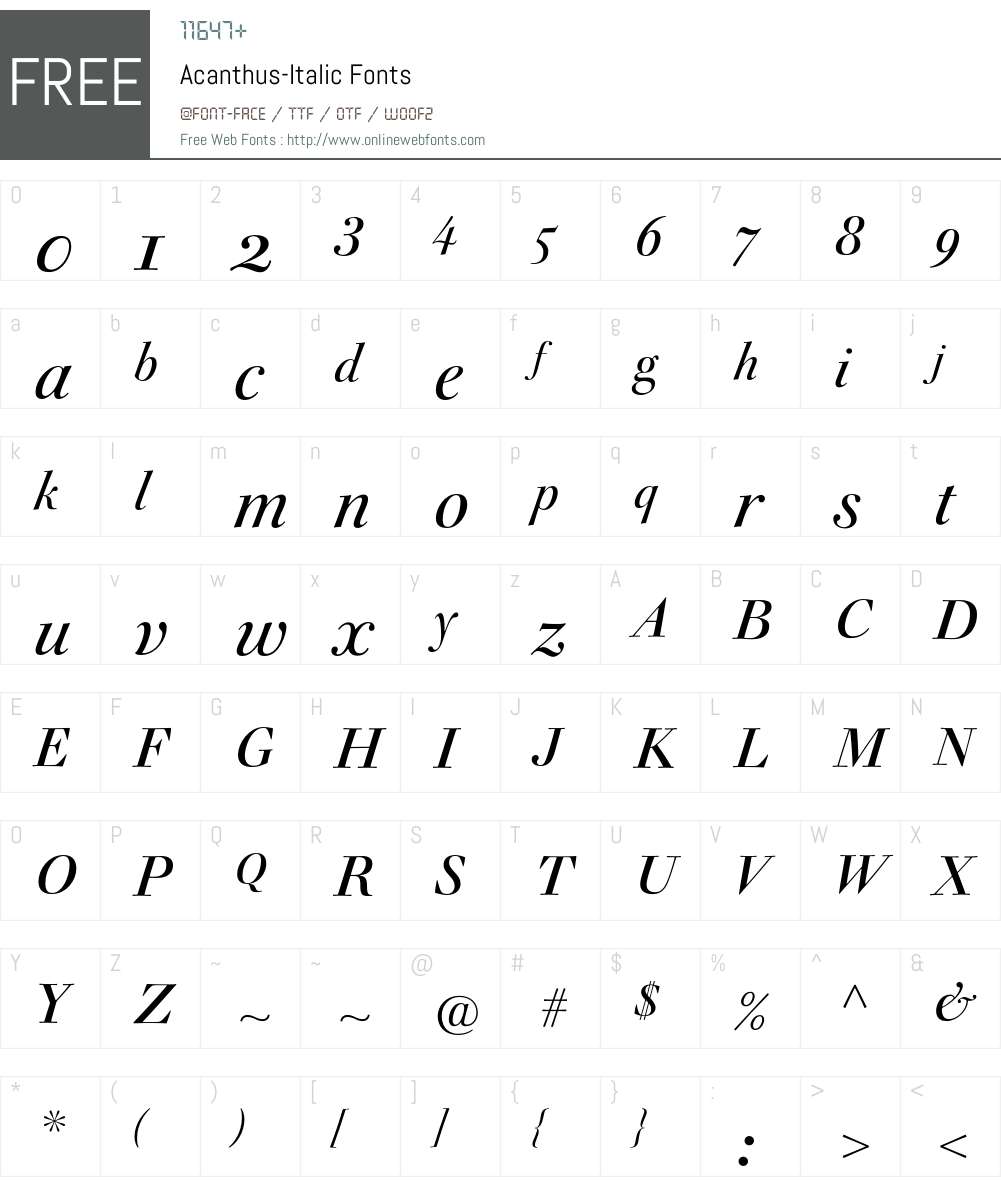 Acanthus Font Screenshots