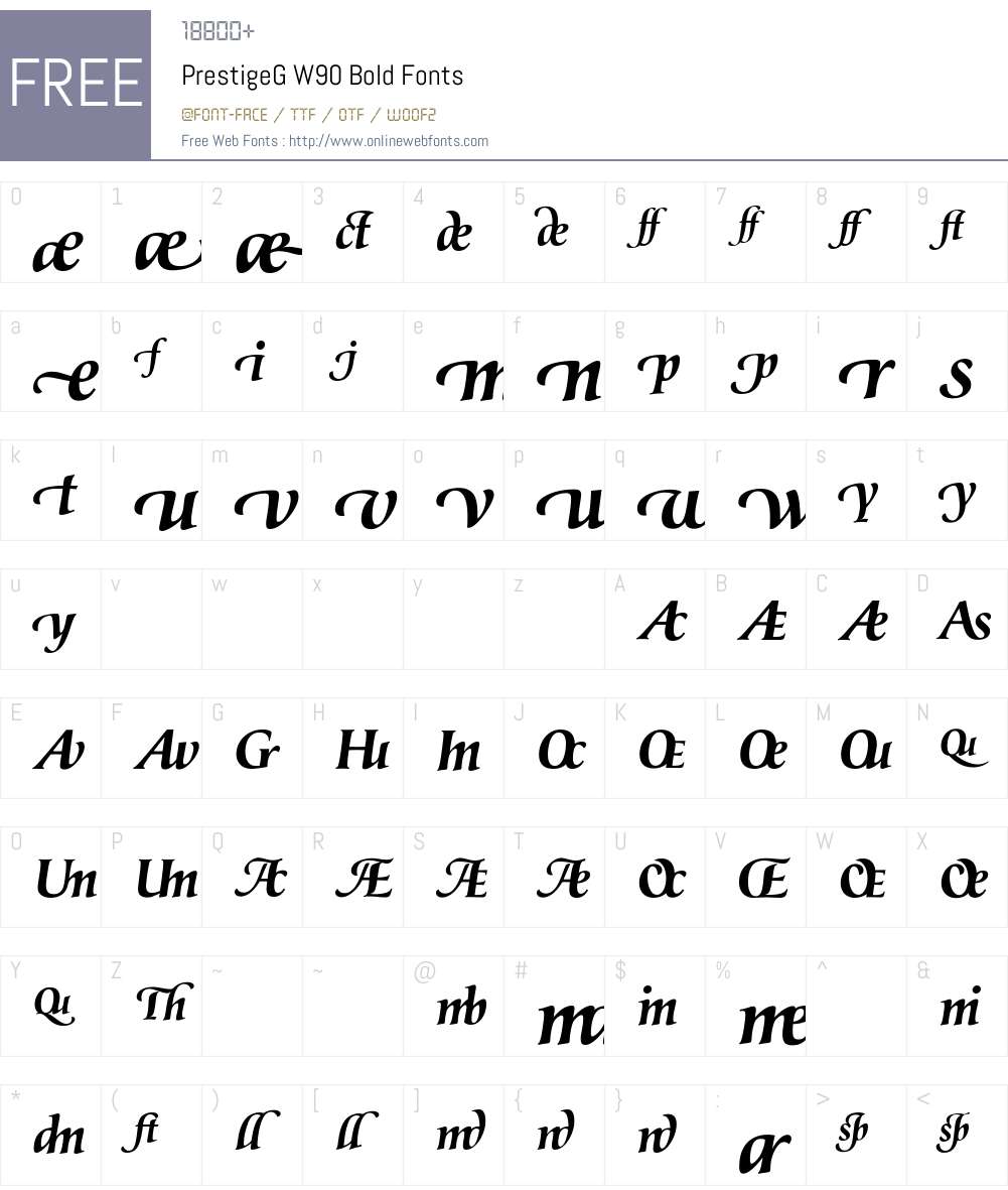 PrestigeGW90-Bold Font Screenshots