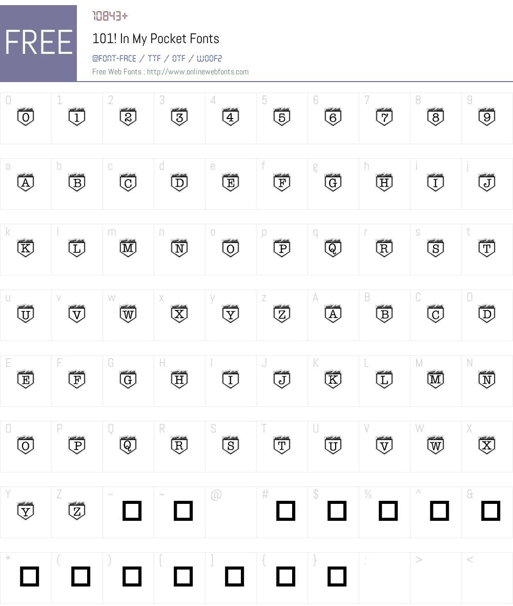 101! In My Pocket Font Screenshots