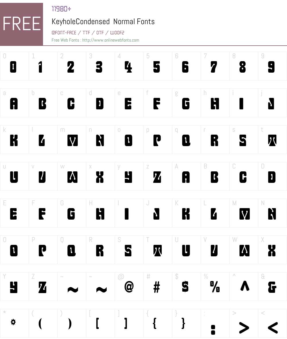 KeyholeCondensed Font Screenshots