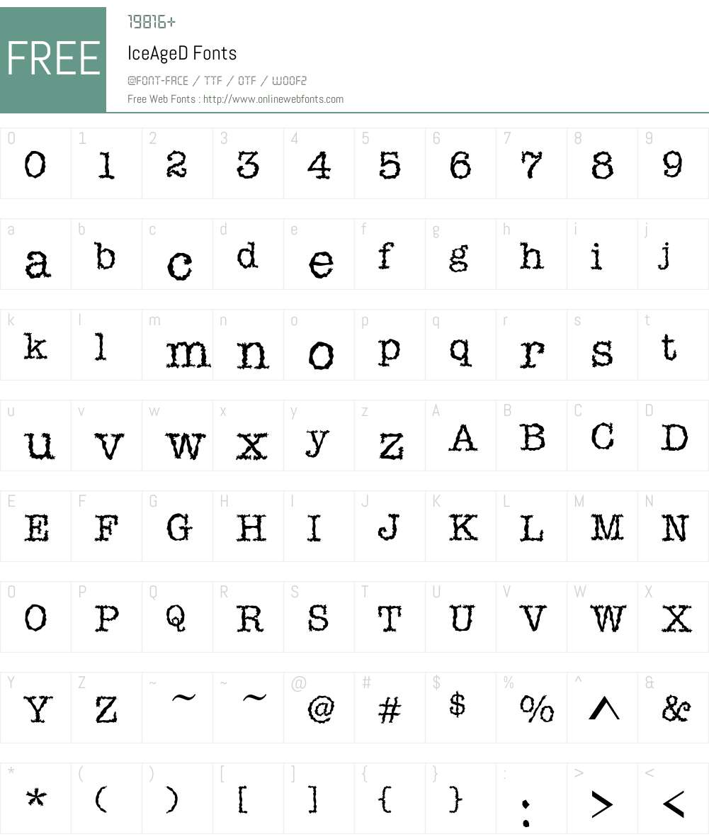 IceAgeD Font Screenshots