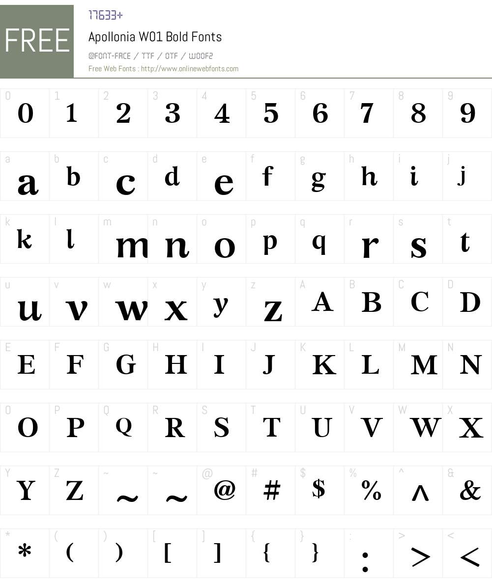ApolloniaW01-Bold Font Screenshots