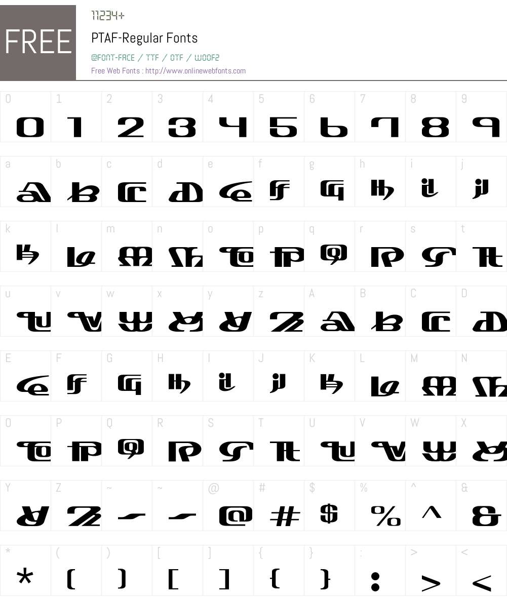 PTAF Font Screenshots