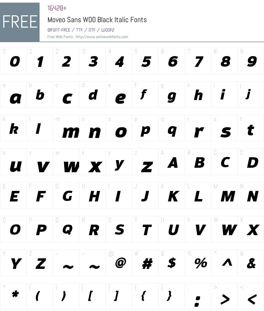 MoveoSansW00-BlackItalic Font Screenshots