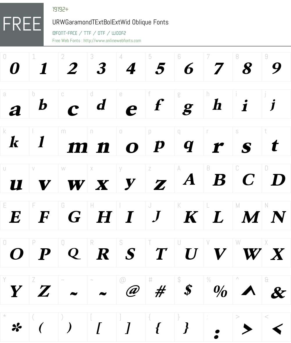URWGaramondTExtBolExtWid Font Screenshots