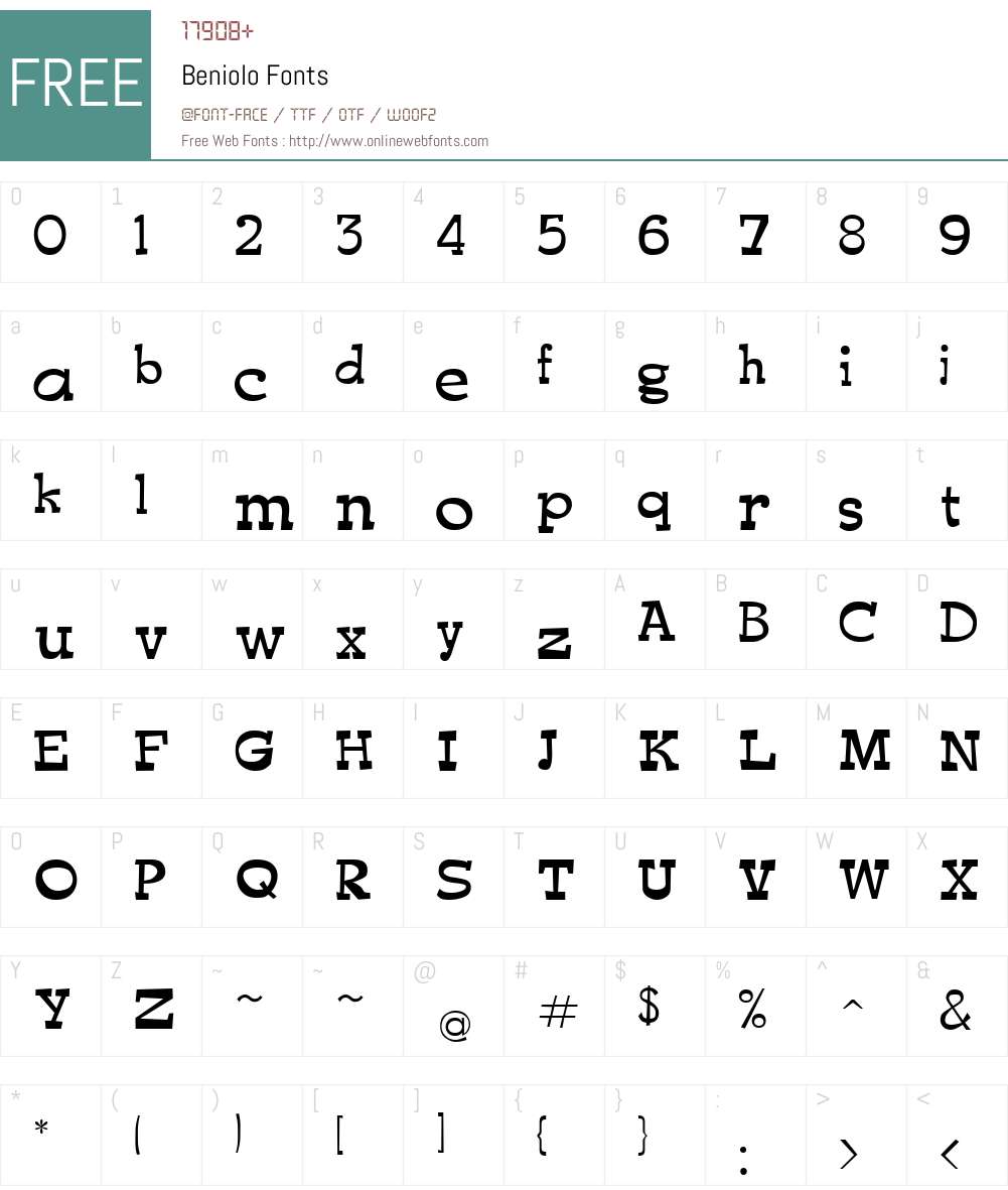 Beniolo Font Screenshots