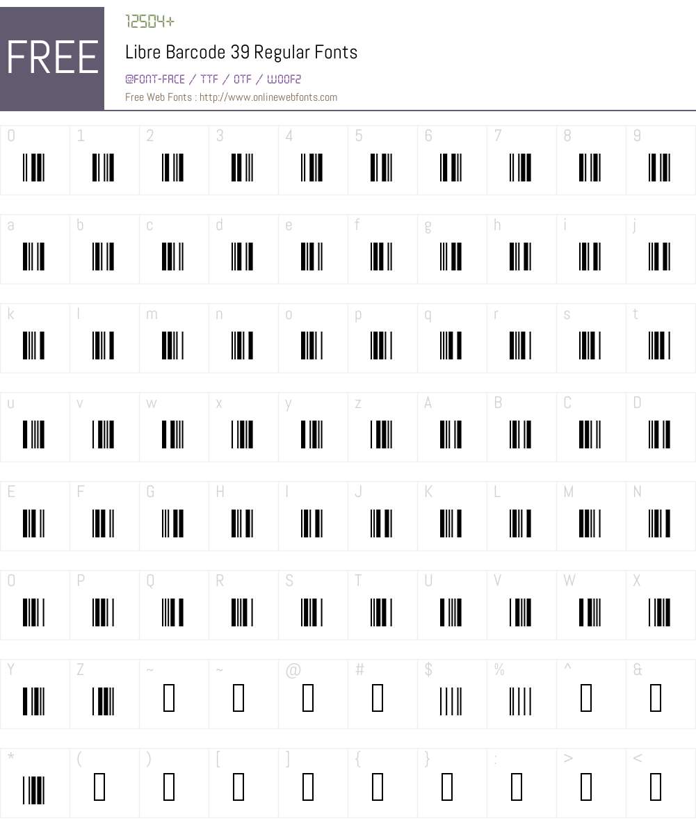 Libre Barcode 39 1.005; ttfautohint (v1.8.3) Fonts Free Download ...