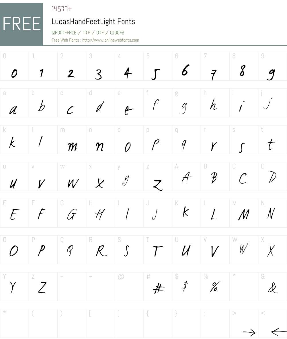 LucasHandFeetLight Font Screenshots
