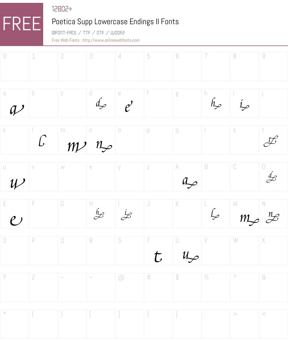 Poetica Font Screenshots