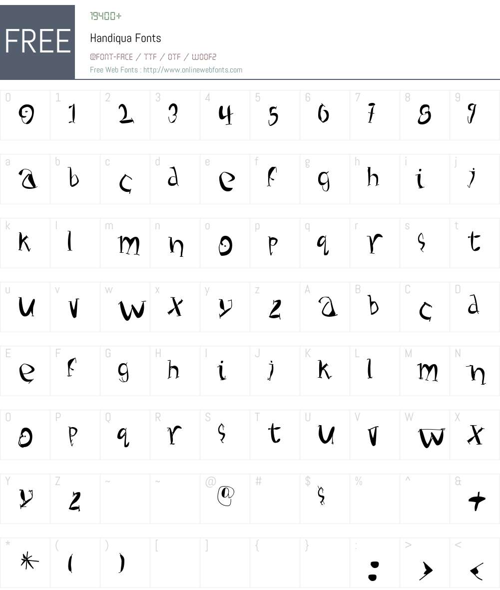 Handiqua Font Screenshots
