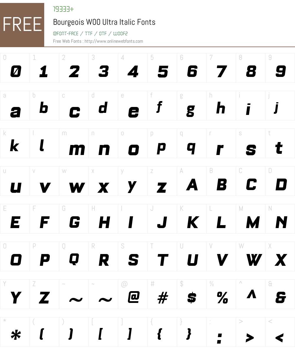 BourgeoisW00-UltraItalic Font Screenshots