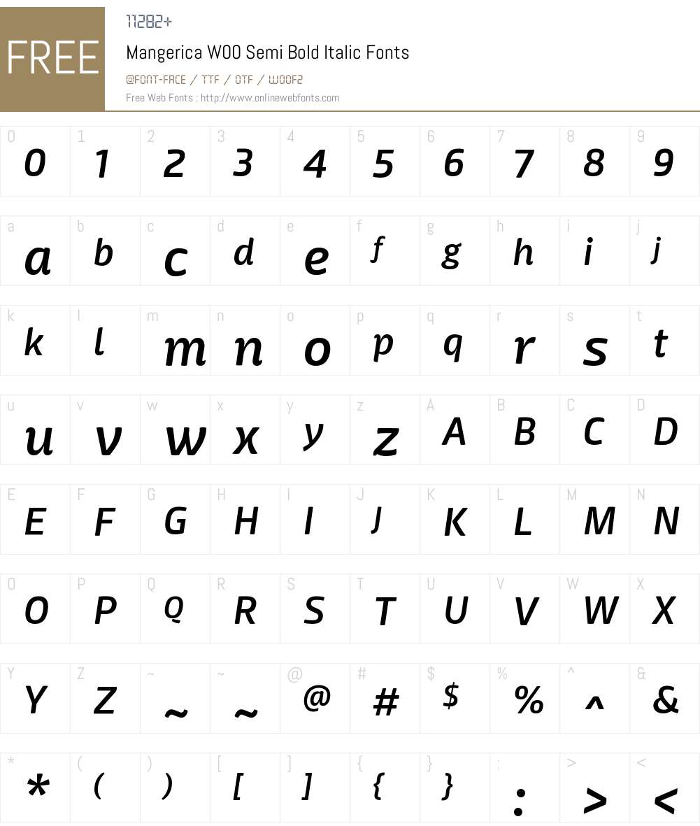 MangericaW00-SemiBoldItalic Font Screenshots