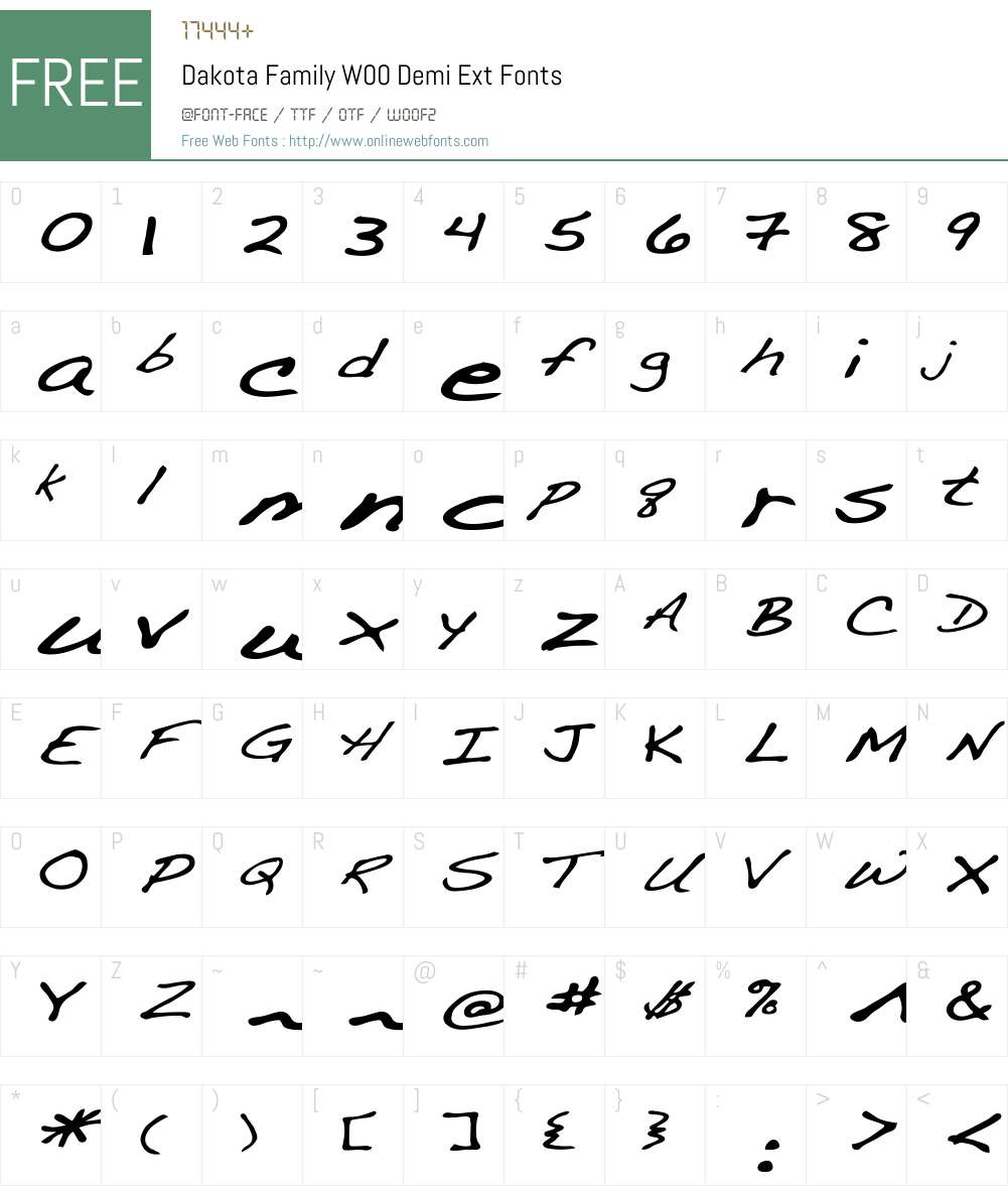 DakotaFamilyW00-DemiExt Font Screenshots