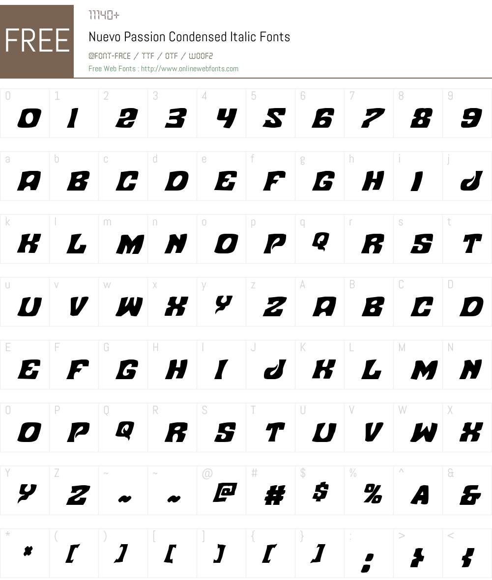 Nuevo Passion Condensed Italic Font Screenshots