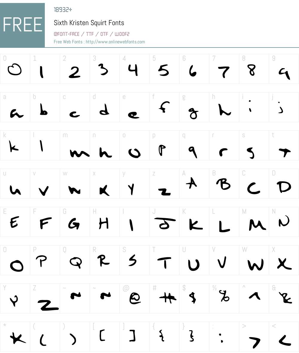 Sixth Kristen Squirt Font Screenshots