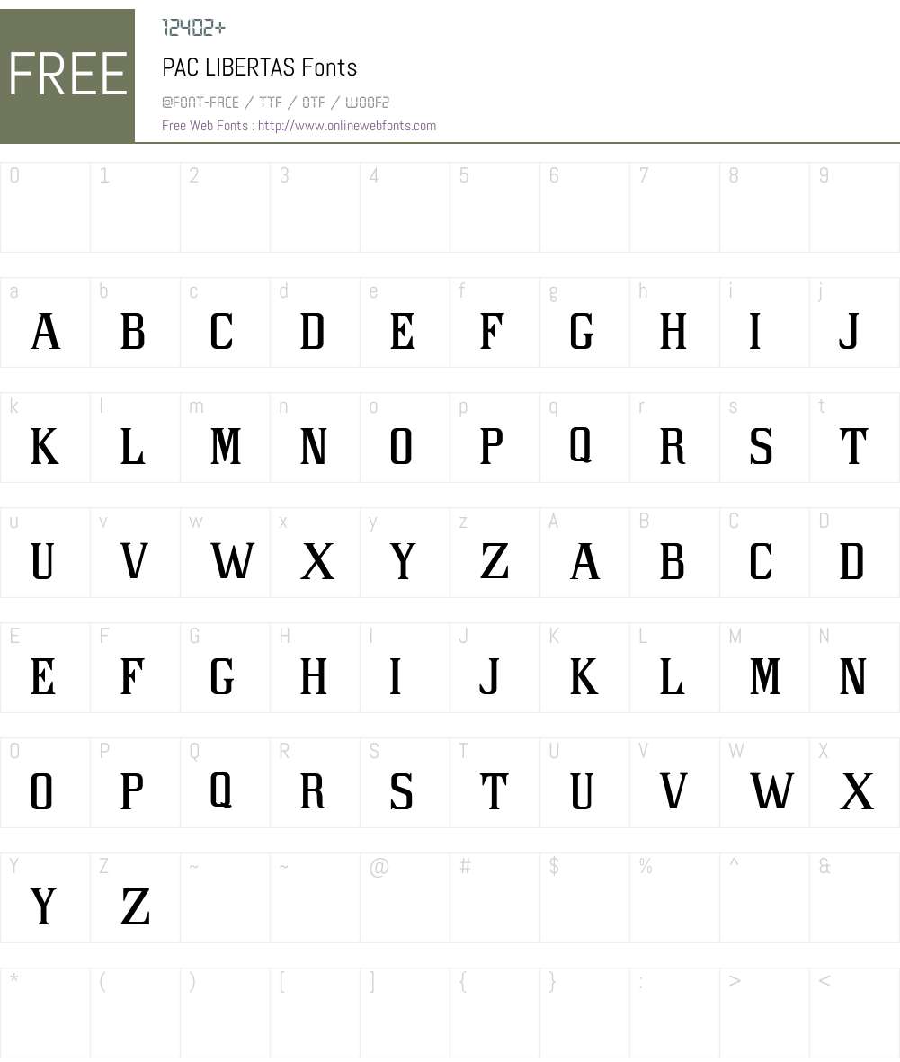 PAC LIBERTAS Font Screenshots